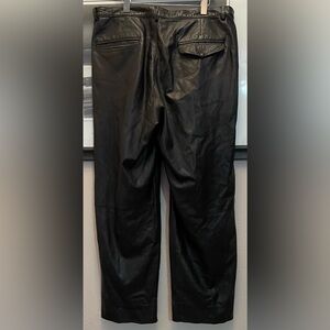 Claude Lamont Pants Mens Size 44 Black Leather Lined Pockets Straight Leg